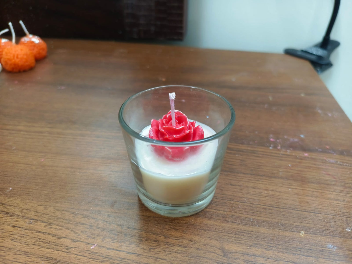 Handmade Rose Soy Wax Glass Candle – Luxury Floral Home Décor - The Ved Aura