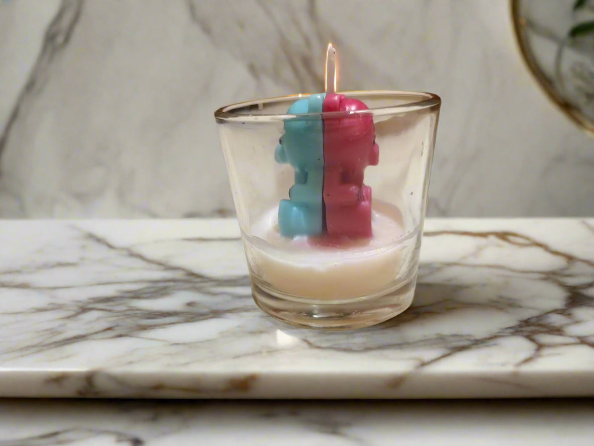Handmade Teddy Bear Candle in Glass – Cute Decorative Soy Wax Gift