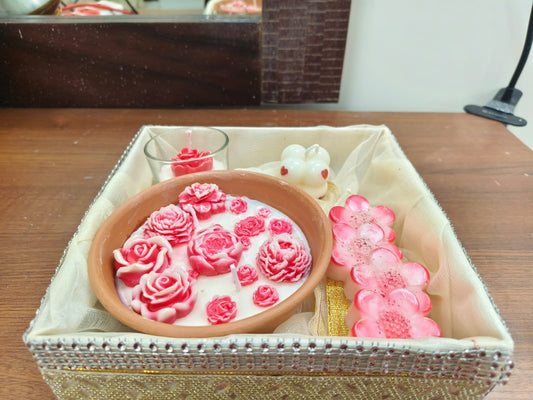 Luxury Flower Soy Wax Candle Gift Hamper – Handmade Home Decor & Gifting - The Ved Aura
