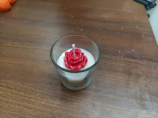 Handmade Rose Soy Wax Glass Candle – Luxury Floral Home Décor - The Ved Aura