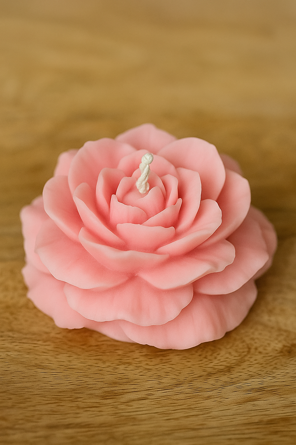 Luxury handmade pink peony soy wax candle with floral design, infused with citronella and eucalyptus oils, eco-friendly and gift-ready.