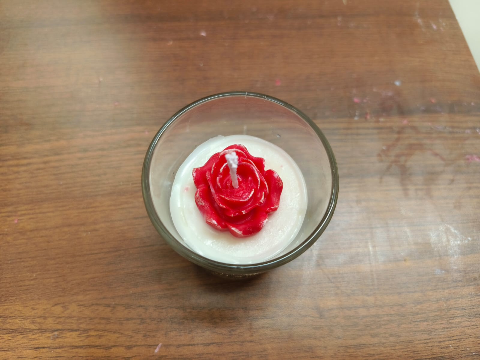Handmade Rose Soy Wax Glass Candle – Luxury Floral Home Décor - The Ved Aura