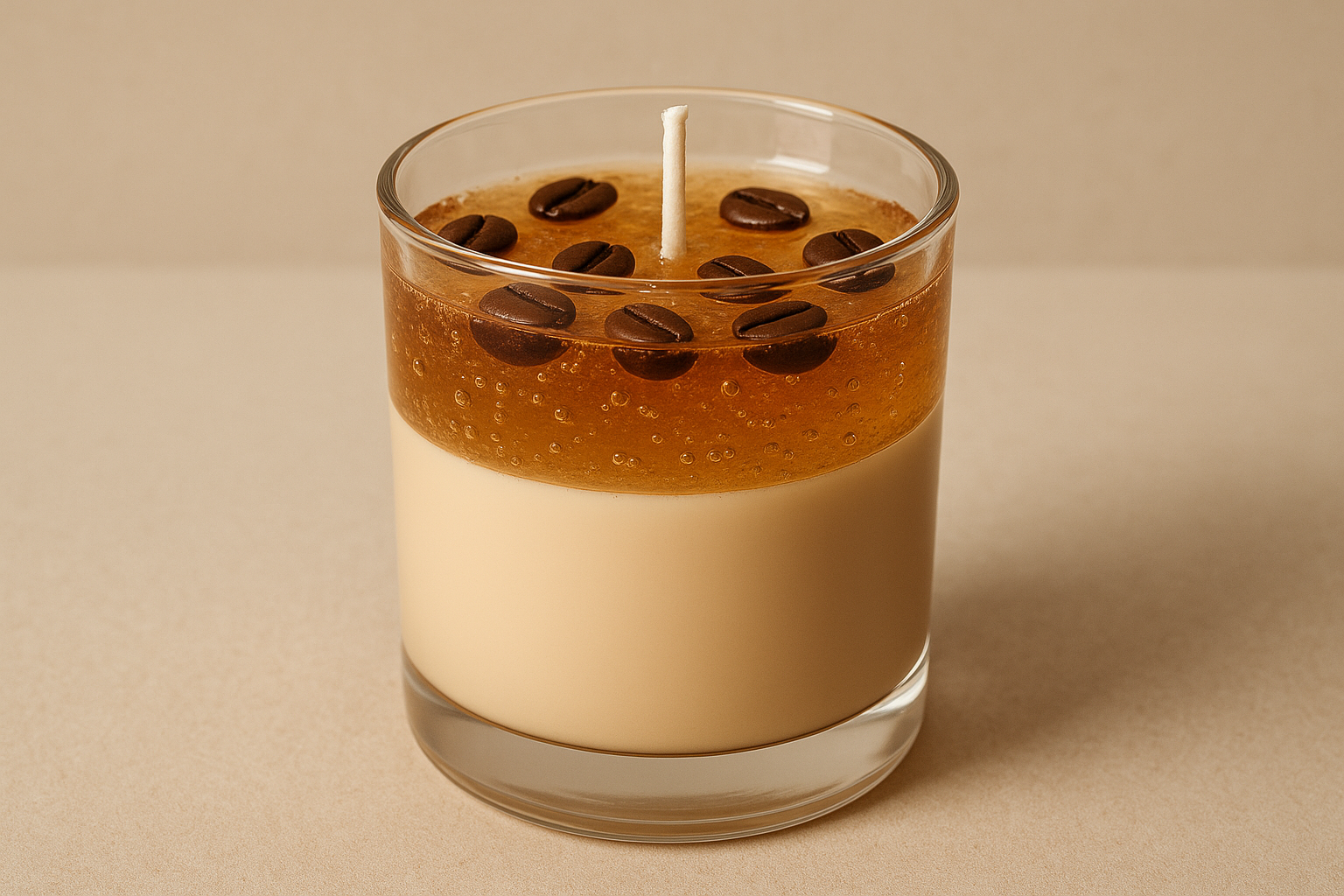 Simple Coffee Design Candle with Little bit Gel Wax and Soywax